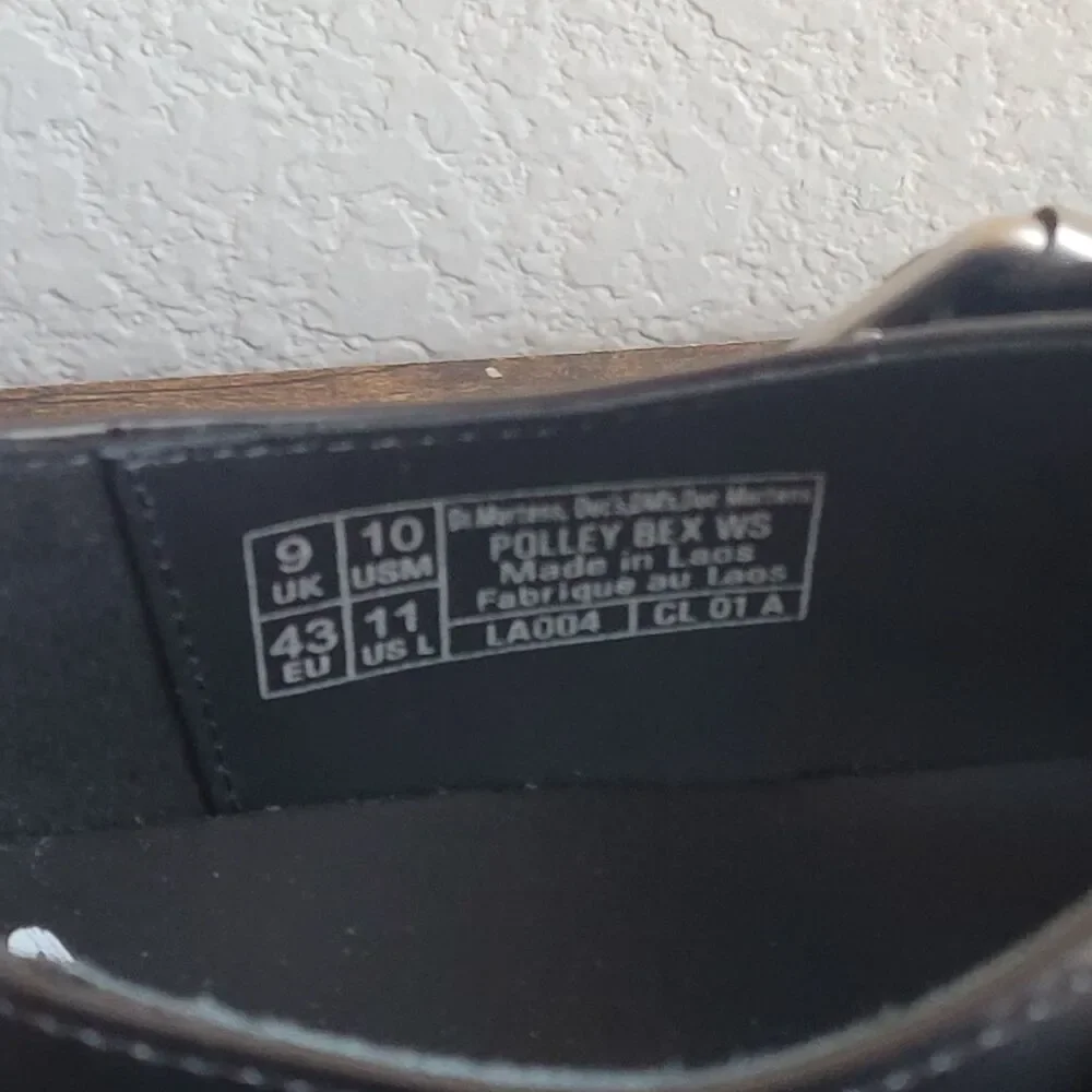 Dr Martens Womens Black Polley Air Wair Mary Jane Shoes Size 11 Grain T Bar New